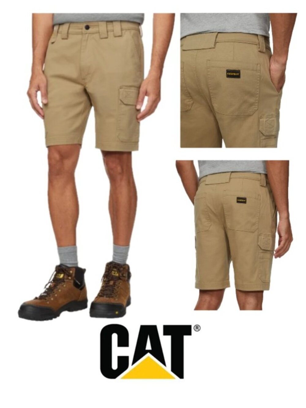 NWT CAT Men's Cargo Stretch Twill Short, Tan